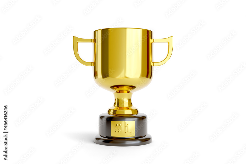 Number one trophy isolated om white background. 3d illustration. Number one trophy isolated om white background. 3d illustration.