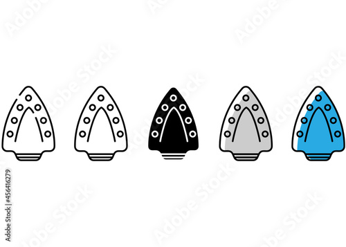 Iron, ironing icons set. Bottom of iron. Standing iron