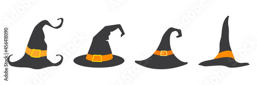 Halloween. illustration of tall witch magic witch hat on abstract background