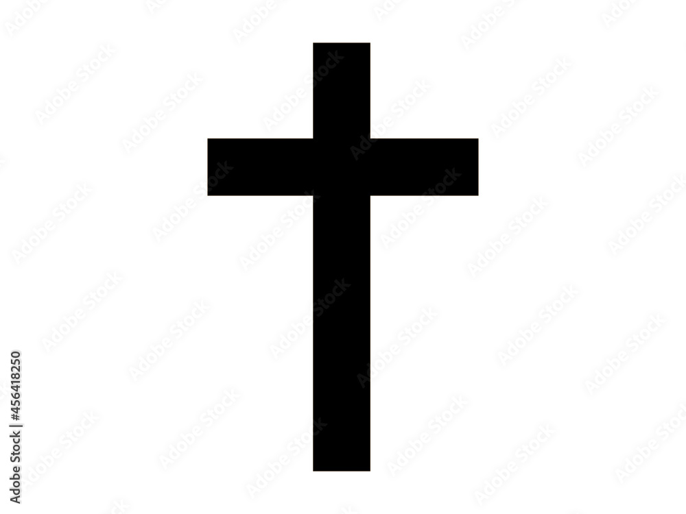Black cross on white background, illustration image