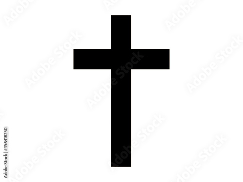 Black cross on white background, illustration image