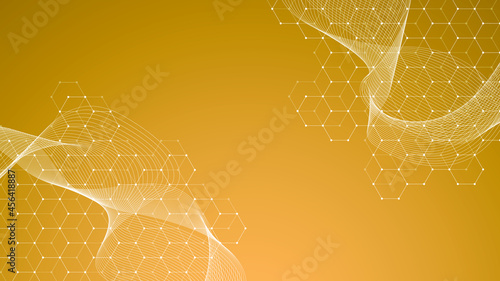 Quadro em tela bee house golden background with hexagonal