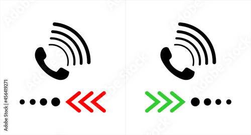 Vector icon of incoming call. illustration of a mobile phone icon symbol rejecting or answering an incoming call