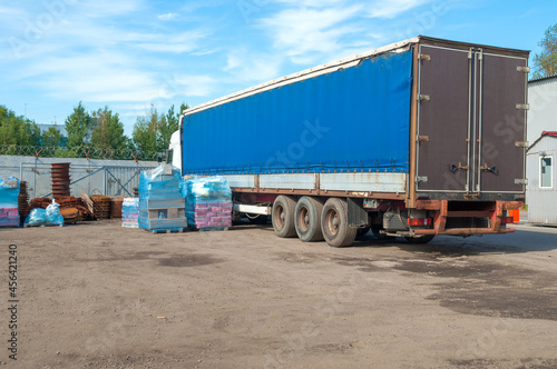 A truck stands on the area for loading goods, Saint Petersburg