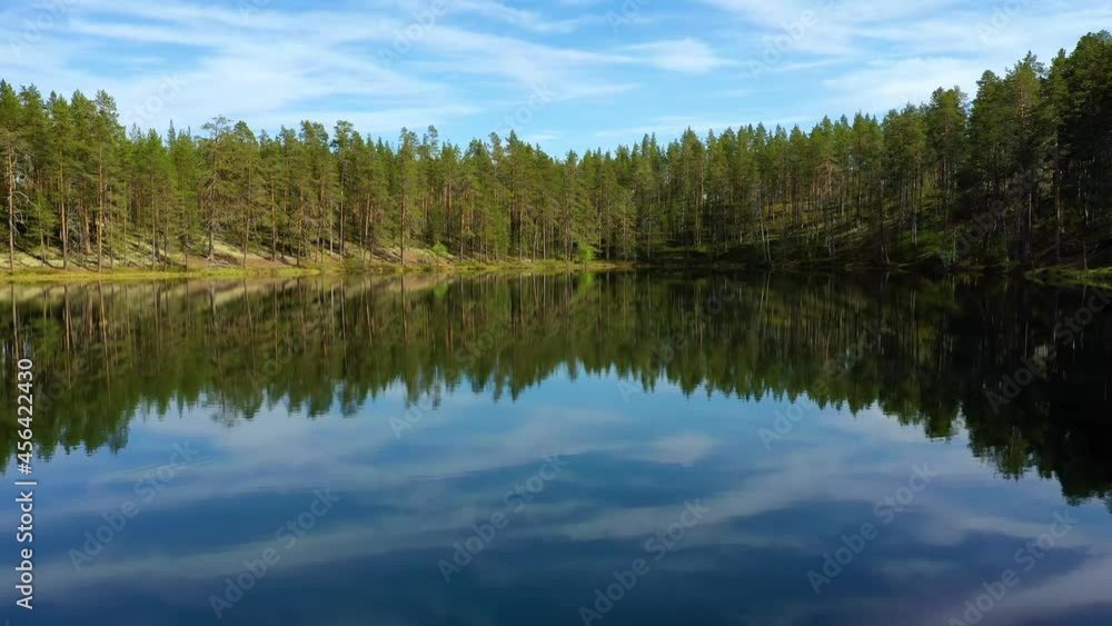 Aerial View of the Lake and Forest in Finland. Beautiful nature of Finland. Aerial View of the Lake and Forest in Finland. Beautiful nature of Finland.
