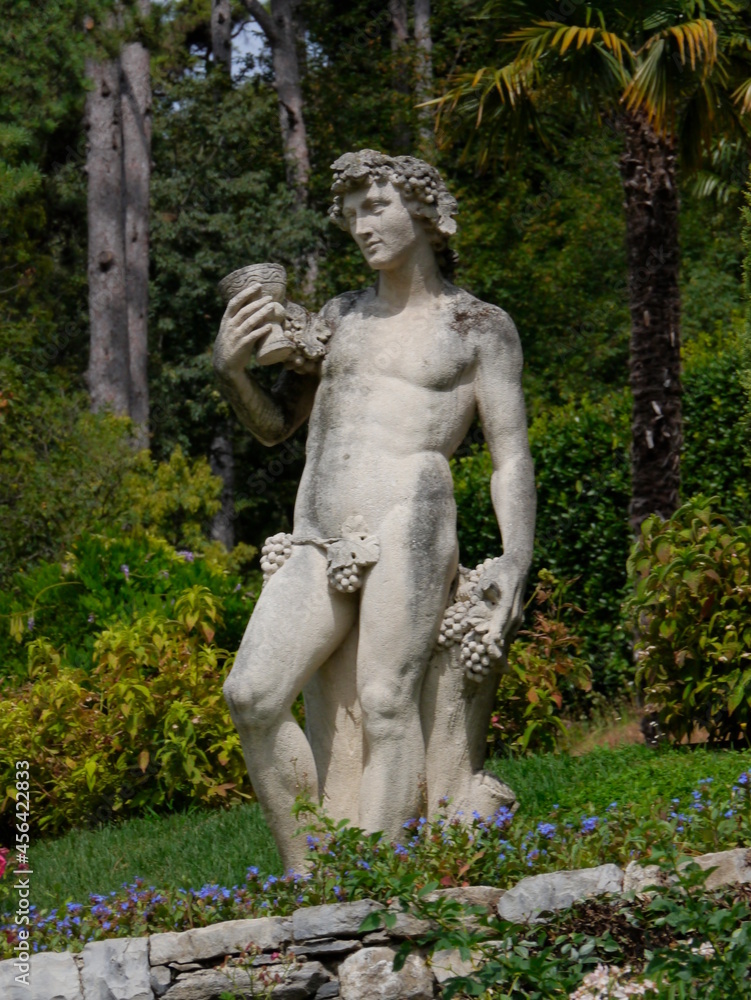 Statue in the gardens of Villa Balbianello, Lake Como, Lombardy, Italy, Statue in the gardens of Villa Balbianello, Lake Como, Lombardy, Italy,