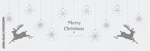 Merry Christmas and happy new yaer card with wishing text and christmas garland