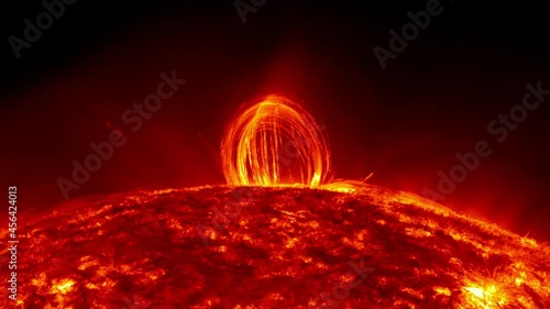 Close-up of a majestic solar flare in space. Elements of this image furnished by NASA. 