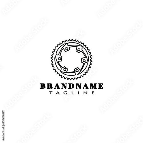 bicycle sprocket cartoon logo icon design template black isolated vector creative