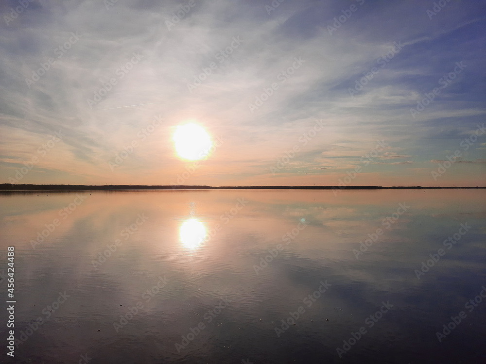 Fototapeta premium Shatsky Lakes National Natural Park Landscape of the setting sun on the lake 
