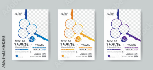 Travel flyer template design use for travel agency promotion catalog design 