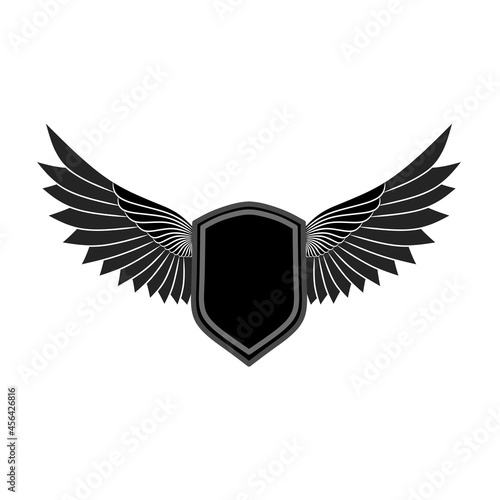 Black and white logo design with simple and elegant wings