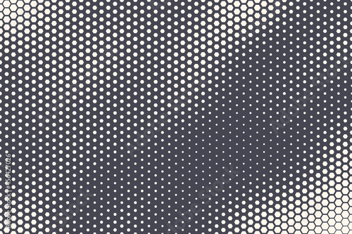 Halftone Hexagonal Pattern Wavy Texture Vector Abstract Geometric Technology Background. Retro Colored Half Tone Hexagon Texture. Minimal Style Dynamic Tech Wallpaper