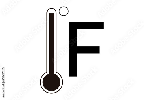 Icono negro de termómetro en grados fahrenheit.