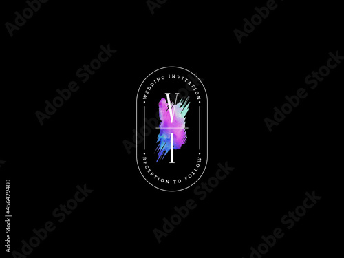 Letter VI V&I Logo, Creative vc Logo Letter Vector Stock for floral wedding, anniversary celebration