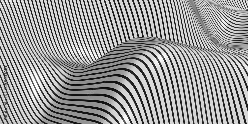 zebra pattern swaying wave background 3D illustration