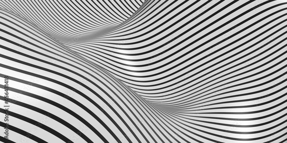 zebra pattern swaying wave background 3D illustration