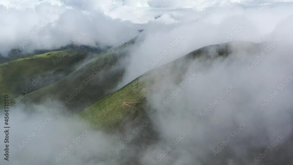 aerial view of the mountain with clouds aerial view of the mountain with clouds