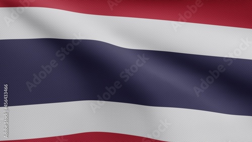 3D  Close up of Thailand banner blowing soft silk.