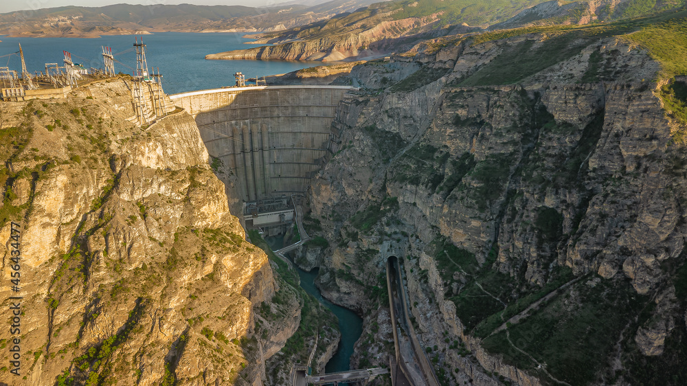 hydroelectric station on the Sulak river. Dagestan. May 2021