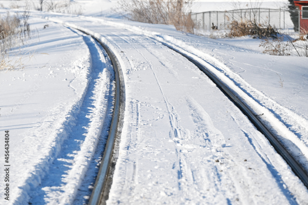 Railroad Tracks in Snow Railroad Tracks in Snow