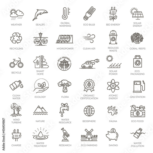 Simple Set of Eco Related Vector Line Icons