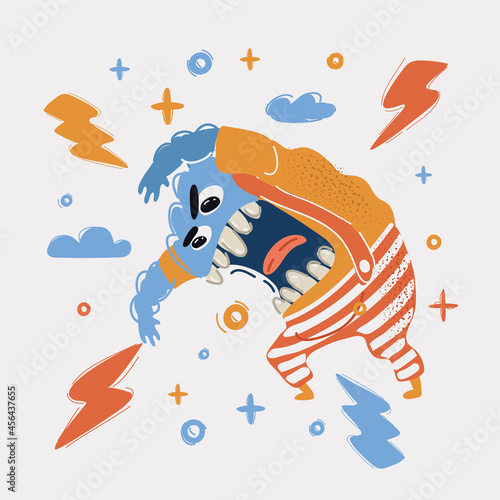 Vector illustration of illustration of a angry monster cry.