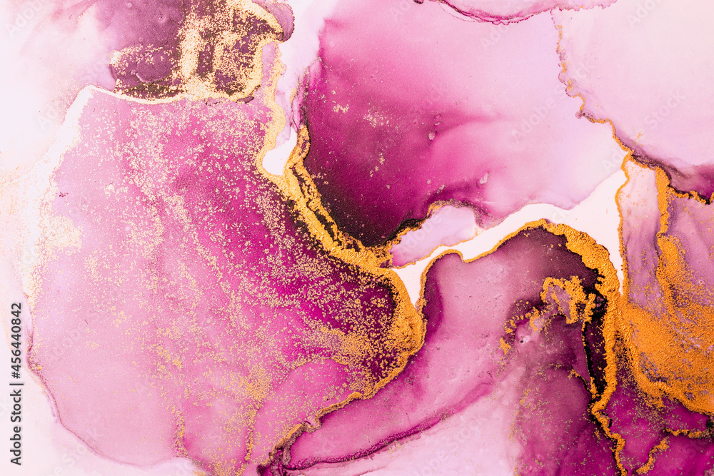 Pink gold abstract background of marble liquid ink art painting on ...