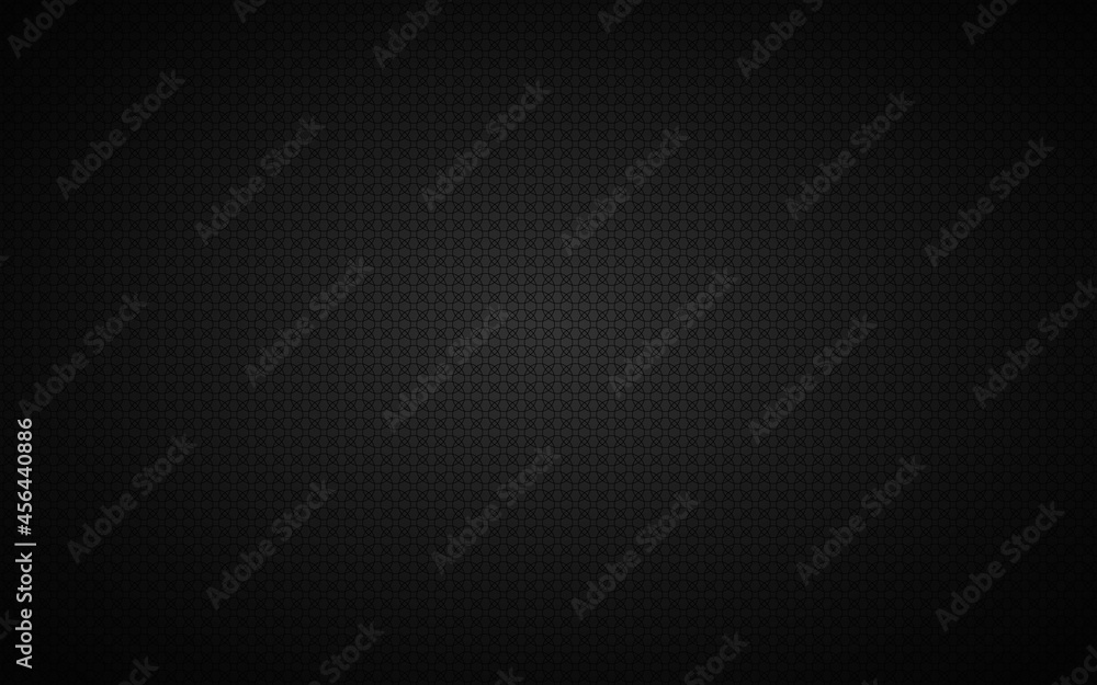 Dark widescreen background with simple black circles. Modern black geometric design. Simple vector illustration