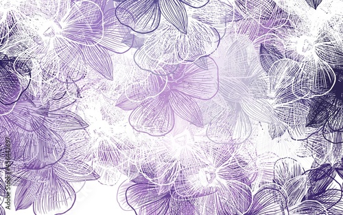 Light Purple vector doodle background with flowers.