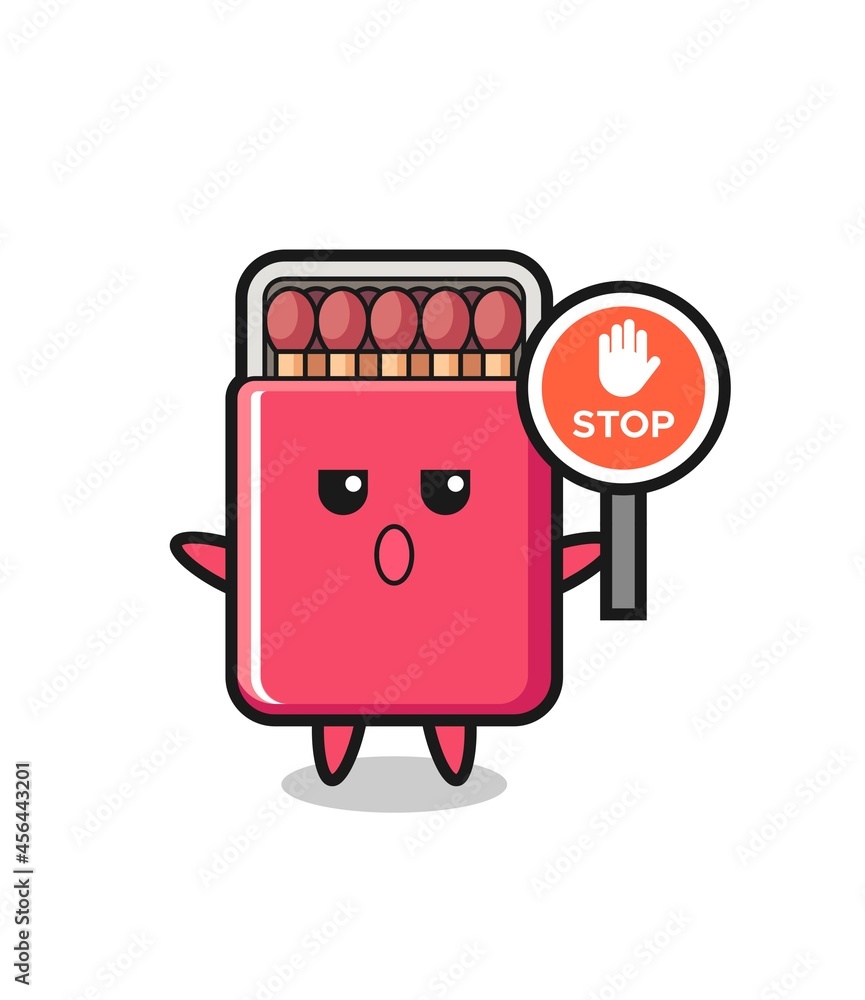 matches box character illustration holding a stop sign matches box character illustration holding a stop sign