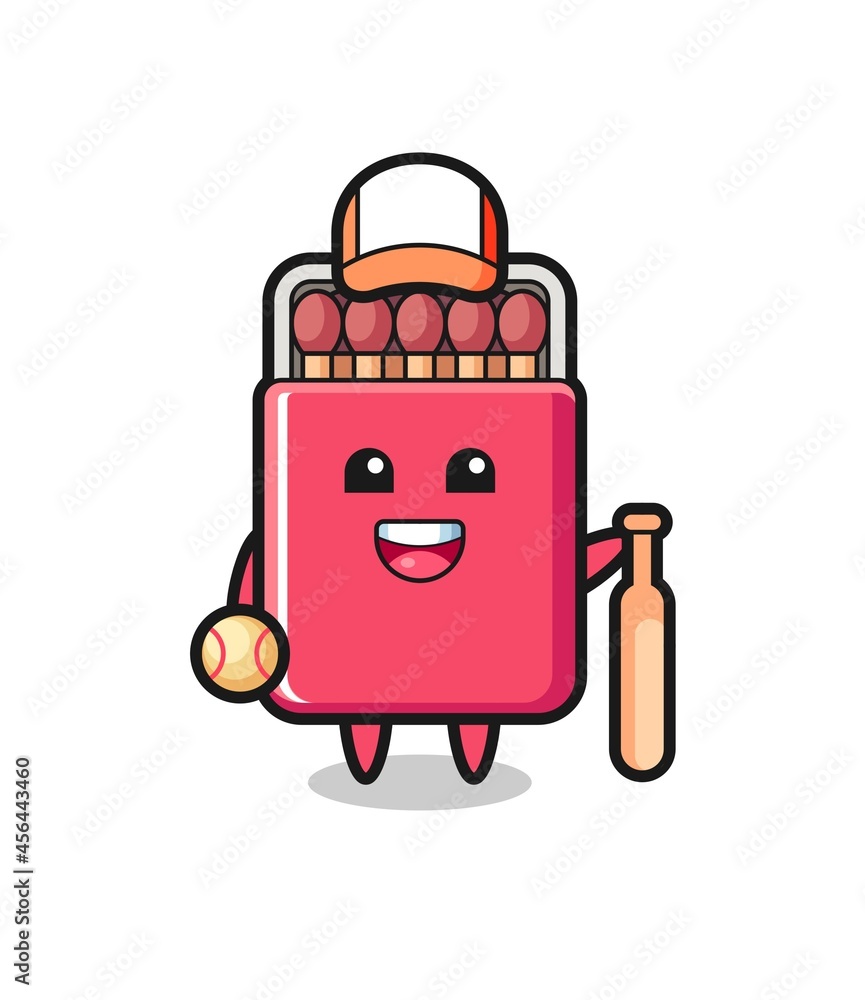 Cartoon character of matches box as a baseball player Cartoon character of matches box as a baseball player