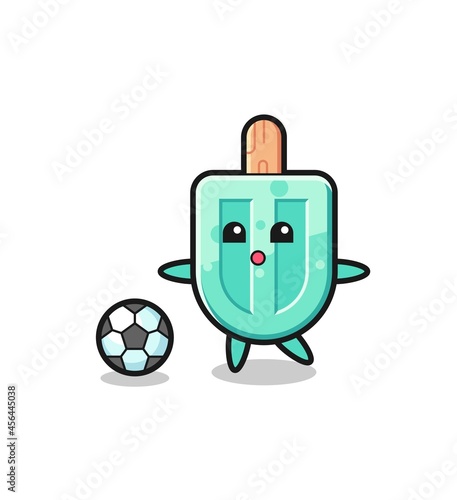 Illustration of popsicles cartoon is playing soccer photo