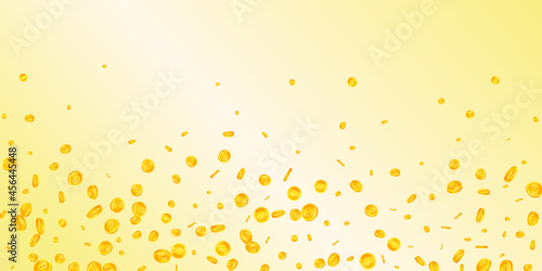 Thai baht coins falling. Immaculate scattered THB coins. Thailand money. Attractive jackpot, wealth or success concept. Vector illustration.