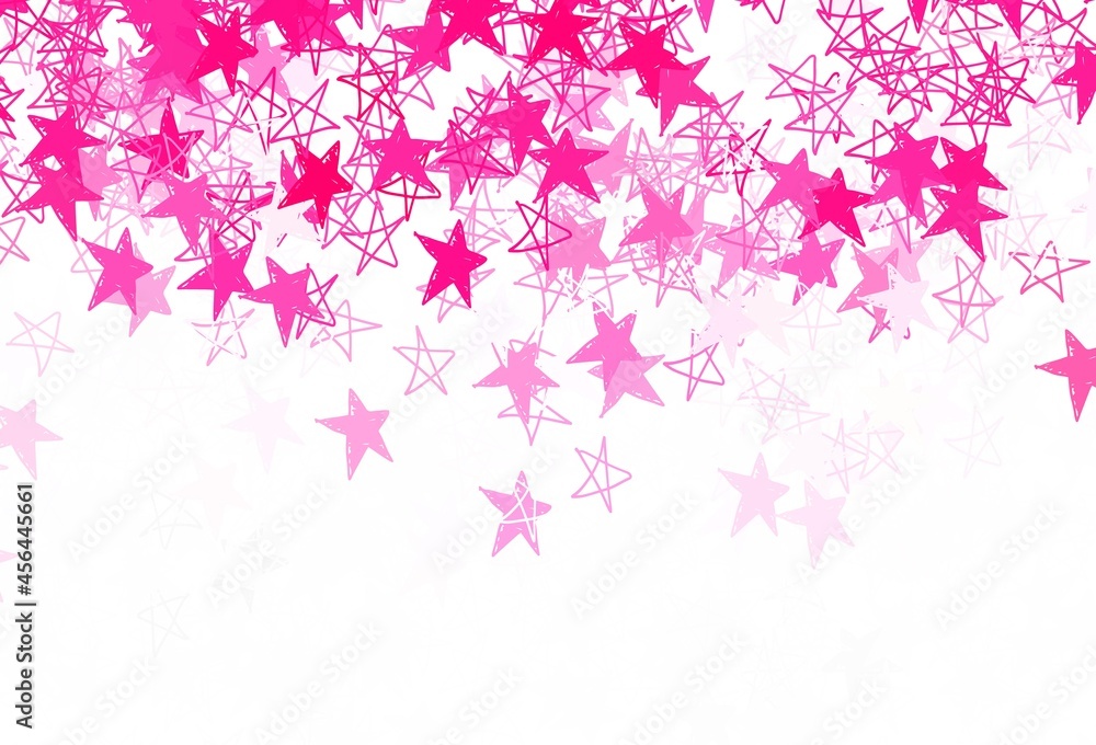 Light Pink vector backdrop with small and big stars. Light Pink vector backdrop with small and big stars.