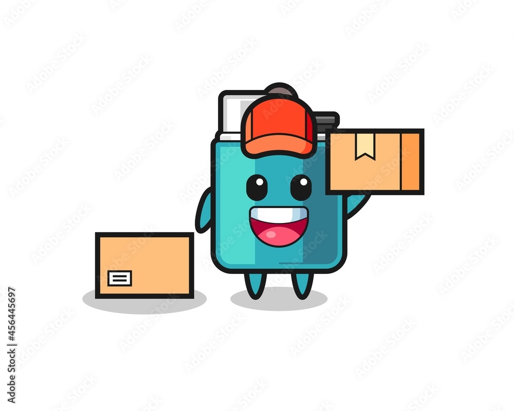 Mascot Illustration of lighter as a courier Mascot Illustration of lighter as a courier
