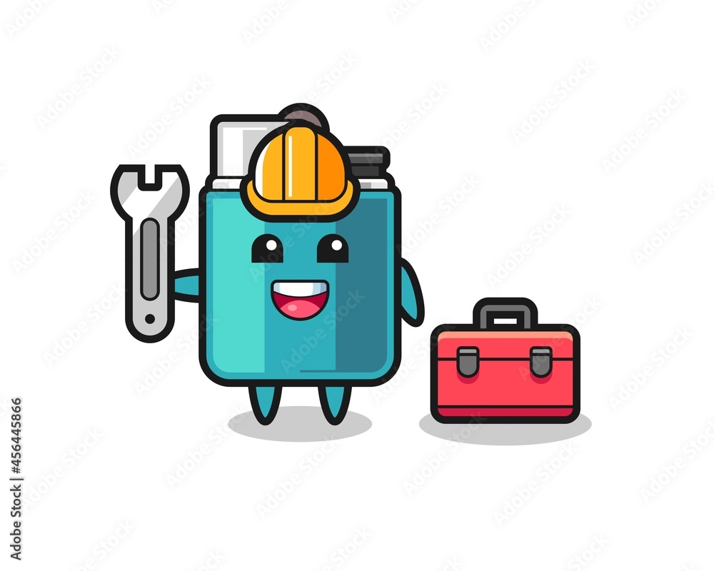 Mascot cartoon of lighter as a mechanic Mascot cartoon of lighter as a mechanic