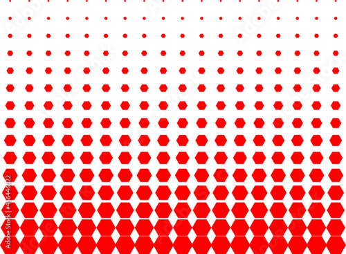 Red hexagon vector halftone for Patterning, dotting, texturing, palletizing and templating 