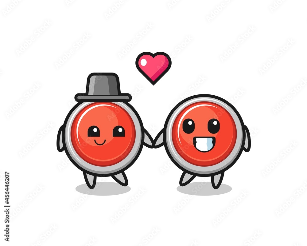 emergency panic button cartoon character couple with fall in love gesture emergency panic button cartoon character couple with fall in love gesture