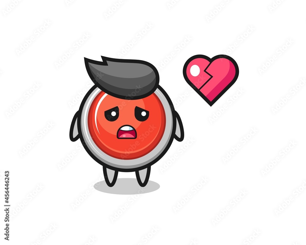 Fototapeta premium emergency panic button cartoon illustration is broken heart