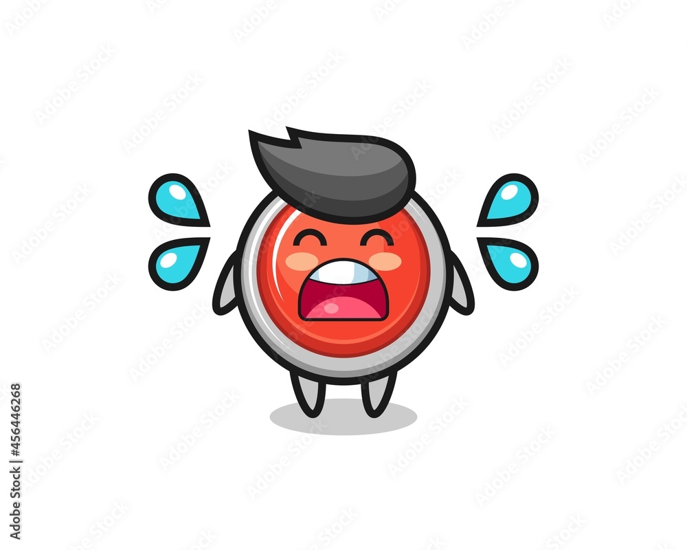 Obraz premium emergency panic button cartoon illustration with crying gesture