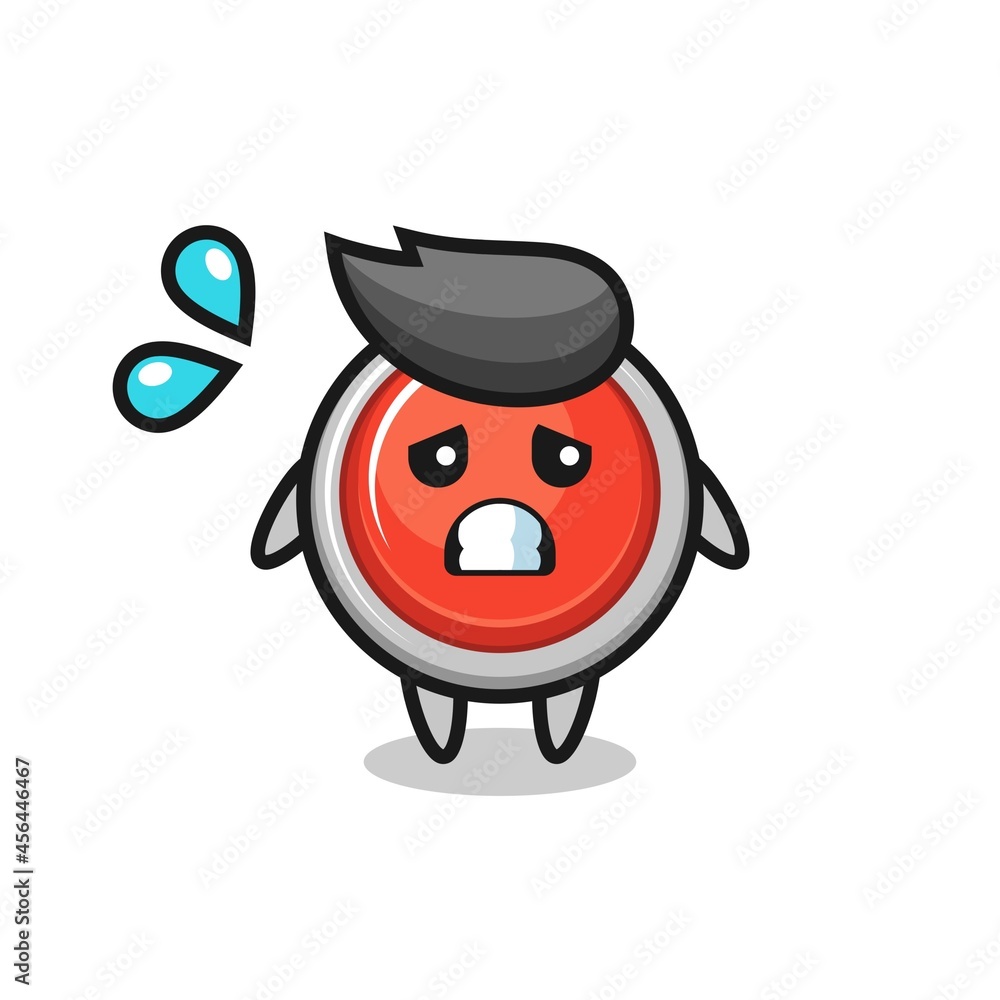 emergency panic button mascot character with afraid gesture emergency panic button mascot character with afraid gesture