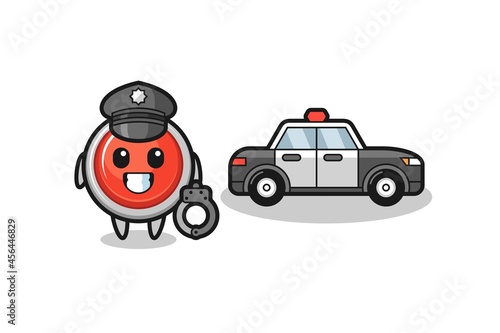 Cartoon mascot of emergency panic button as a police