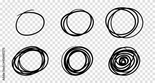 Hand drawn scribble circles, vector logo design elements