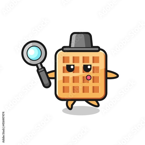 waffle cartoon character searching with a magnifying glass