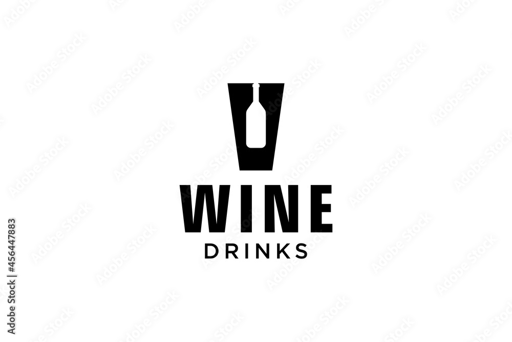 initial letter V with wine bottle logo design template initial letter V with wine bottle logo design template