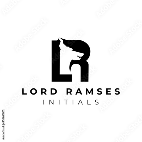 Initial L R alphabet Dog wolf fox head vector illustration logo design inspiration for your business and any purposes
