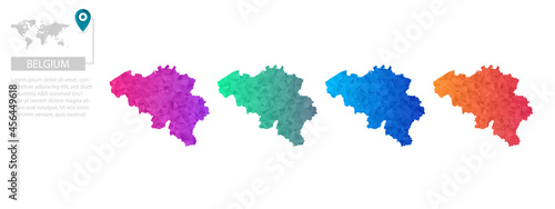 Set of vector polygonal Wales maps. Bright gradient map of country in low poly style. Multicolored country map in geometric style for your infographics, polygonal design for your ,Vector eps10