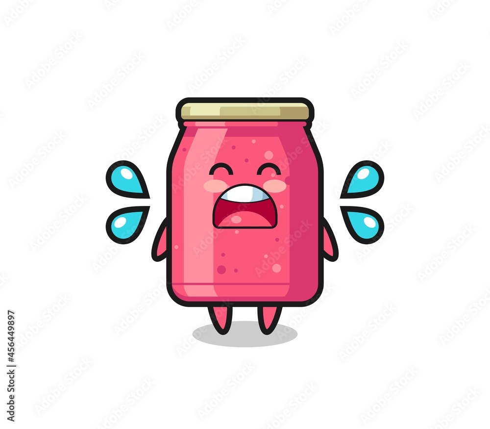 strawberry jam cartoon illustration with crying gesture strawberry jam cartoon illustration with crying gesture