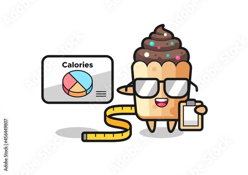 Illustration of cupcake mascot as a dietitian